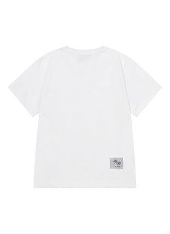 MUCENT X COIRIS ARIEL SIDE LEATHER PATCH HALF T (白色）T-C1040