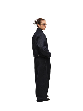 6CRAYON 11.3oz Wide-Leg Baggy Denim Pants 牛仔長褲 (深藍色) P-C159