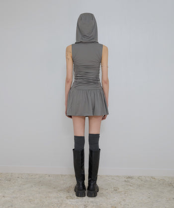 FLARE UP - Hooded High Neck Dress 連帽高領連身裙 P-F214 (灰色)