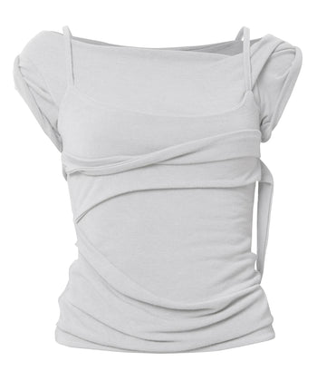 FLARE UP - Layered Bustier T-Shirt 疊層胸衣T卹 T-F1090 (白色)