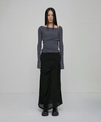 FLARE UP - Layered Bustier Long Sleeve 多層胸衣長袖 T-F1099 (深灰色)