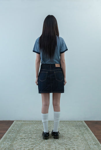 NICEGHOSTCLUB - STRIPE RUSH 3STAR RINGER CROP TEE 條紋短版T恤 [海軍藍] T-N226