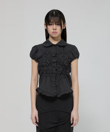 FLARE UP -  Cloud Puff Blouse 雲朵泡泡袖襯衫 T-F1094 (黑色)