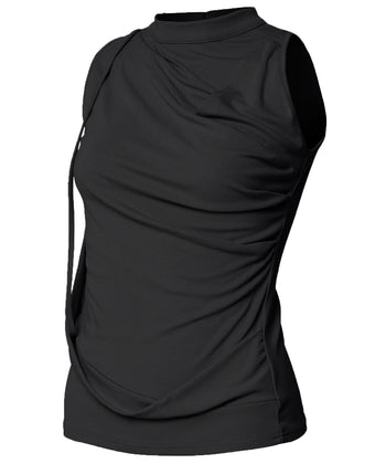 FLARE UP - Draped Sleeveless Top 垂褶無袖上衣 T-F1097 (黑色)