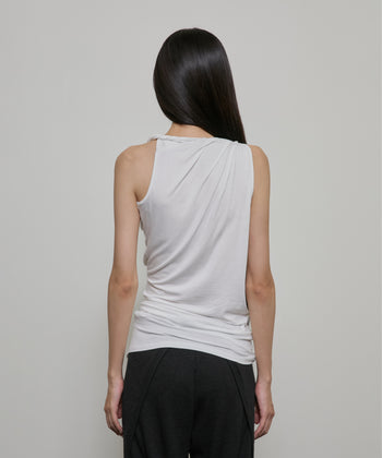 FLARE UP - Braided Asymmetrical Sleeveless 編織不對稱無袖衫 T-F1089 (白色)