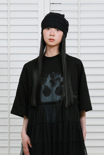 NICEGHOSTCLUB - ffats dot mesh turban beanie [黑色] AC-N67