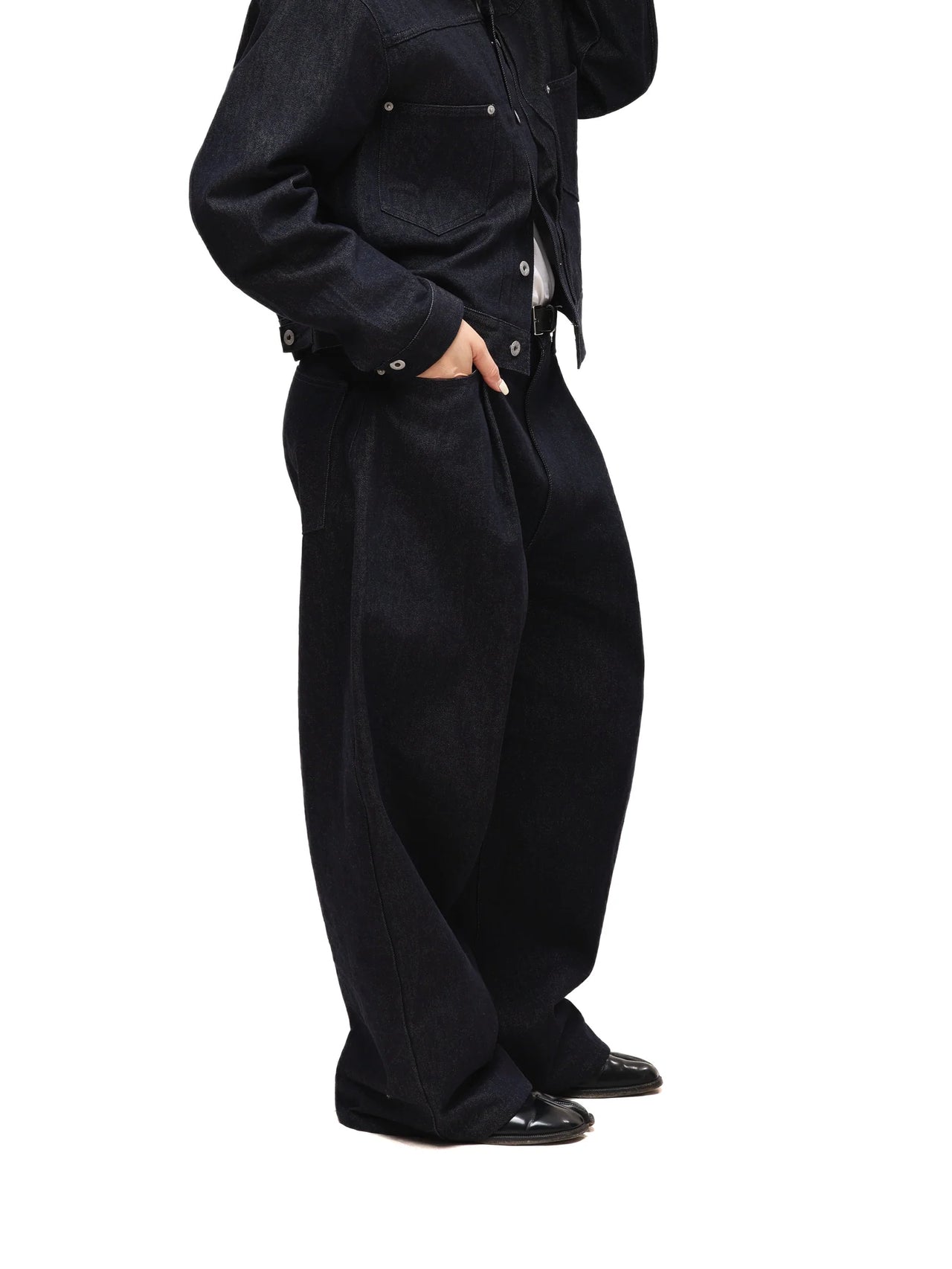 6CRAYON 11.3oz Wide-Leg Baggy Denim Pants 牛仔長褲 (深藍色) P-C159