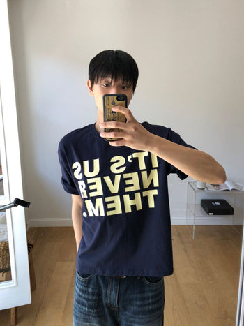 正韓 IT'S US NEVER THEM 寬短T-shir T-K1103