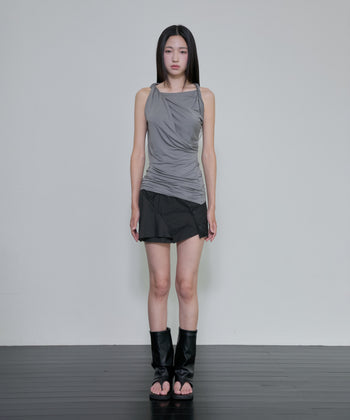 FLARE UP - Braided Asymmetrical Sleeveless 編織不對稱無袖衫 T-F1089 (灰色)