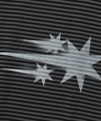 NICEGHOSTCLUB - STRIPE RUSH 3STAR RINGER CROP TEE 條紋短版T恤 [黑色] T-N226