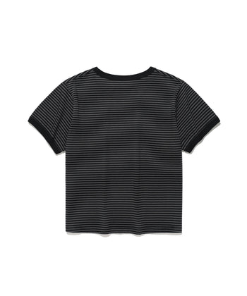 NICEGHOSTCLUB - STRIPE RUSH 3STAR RINGER CROP TEE 條紋短版T恤 [黑色] T-N226