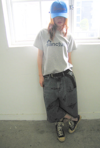 NICEGHOSTCLUB -BIG WIDE BERMUDA DOODLE DENIM PANTS 塗鴉短褲 [藍色] P-N156