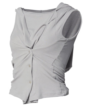 FLARE UP - Asymmetric Snap Hoodie 不對稱按扣連帽衫 T-F1096 (灰色)