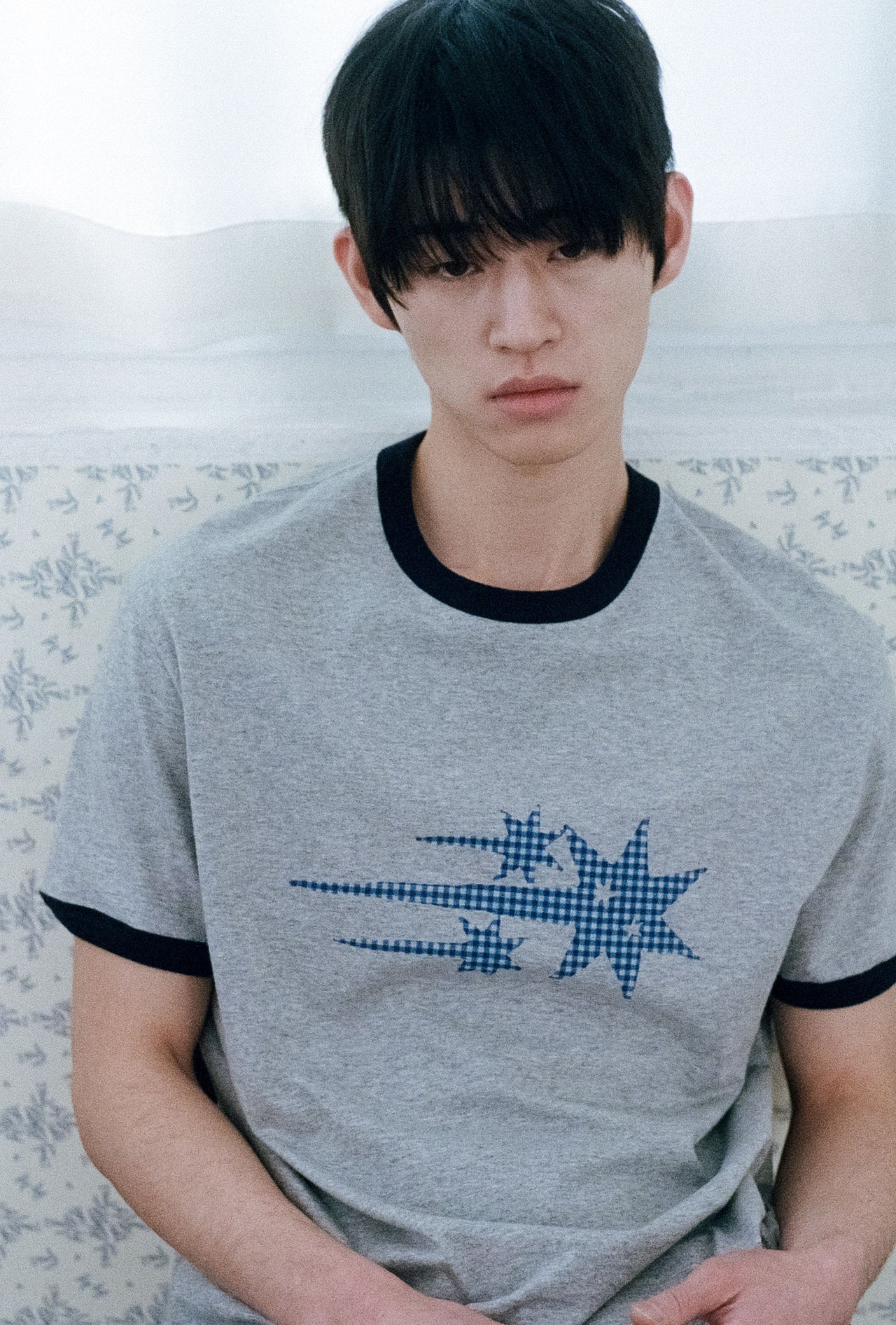 NICEGHOSTCLUB - RUSH 3STAR BASIC RINGER TEE 基本款圓領T恤 [淺灰色] T-N217