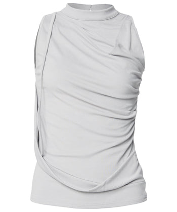 FLARE UP - Draped Sleeveless Top 垂褶無袖上衣 T-F1097 (白色)