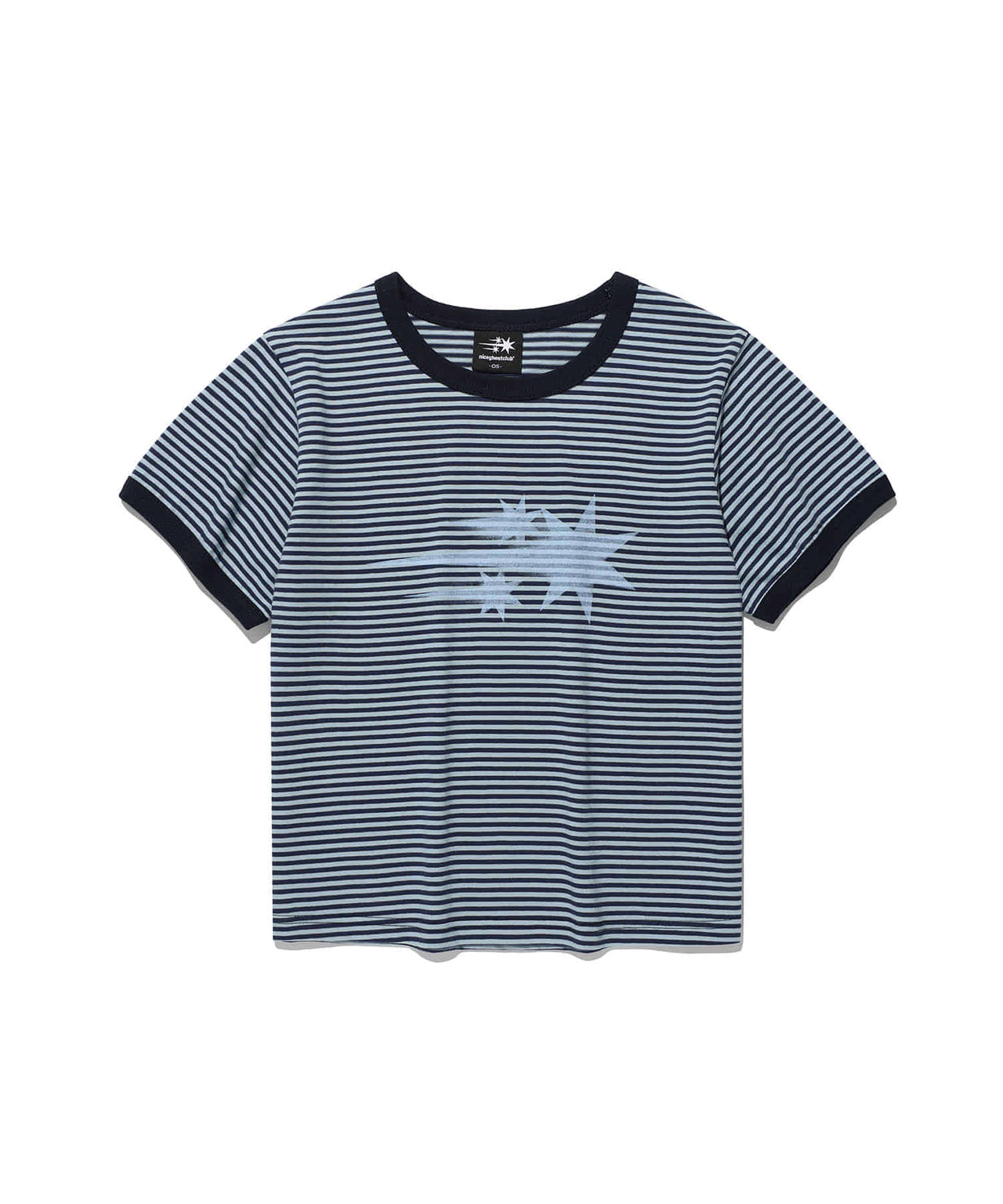 NICEGHOSTCLUB - STRIPE RUSH 3STAR RINGER CROP TEE 條紋短版T恤 [海軍藍] T-N226