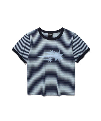 NICEGHOSTCLUB - STRIPE RUSH 3STAR RINGER CROP TEE 條紋短版T恤 [海軍藍] T-N226