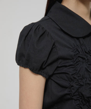 FLARE UP -  Cloud Puff Blouse 雲朵泡泡袖襯衫 T-F1094 (黑色)