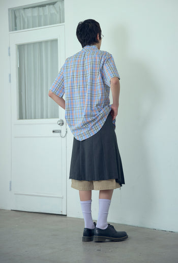 NICEGHOSTCLUB angel check big big half shirt 天使格紋大半身襯衫 (藍色) T-N214