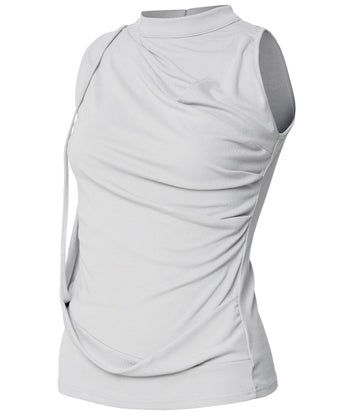 FLARE UP - Draped Sleeveless Top 垂褶無袖上衣 T-F1097 (白色)