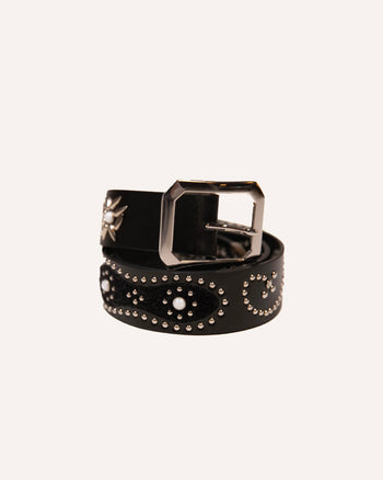 Colt - Black Rhinestone Cowhide Belt 黑色水鑽牛皮腰帶 AC-C239
