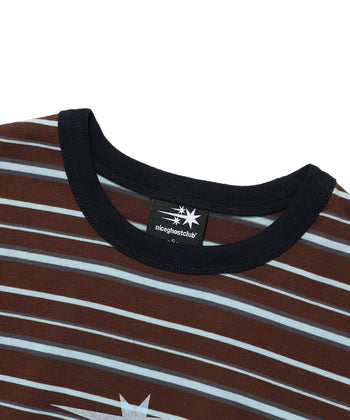 NICEGHOSTCLUB - STRIPE 3STAR BASIC RINGER TEE 條紋滾邊T恤 [棕色] T-N224