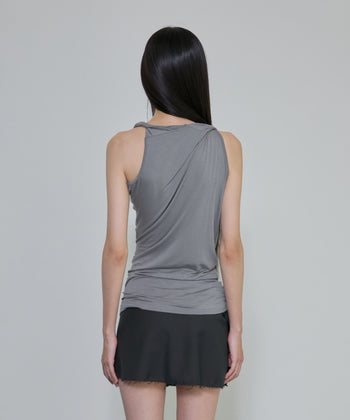 FLARE UP - Braided Asymmetrical Sleeveless 編織不對稱無袖衫 T-F1089 (灰色)