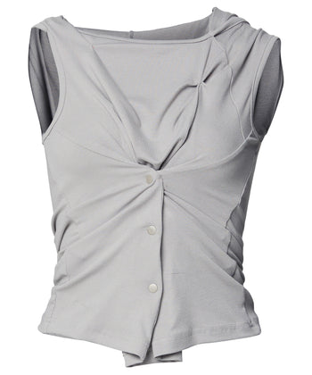 FLARE UP - Asymmetric Snap Hoodie 不對稱按扣連帽衫 T-F1096 (灰色)