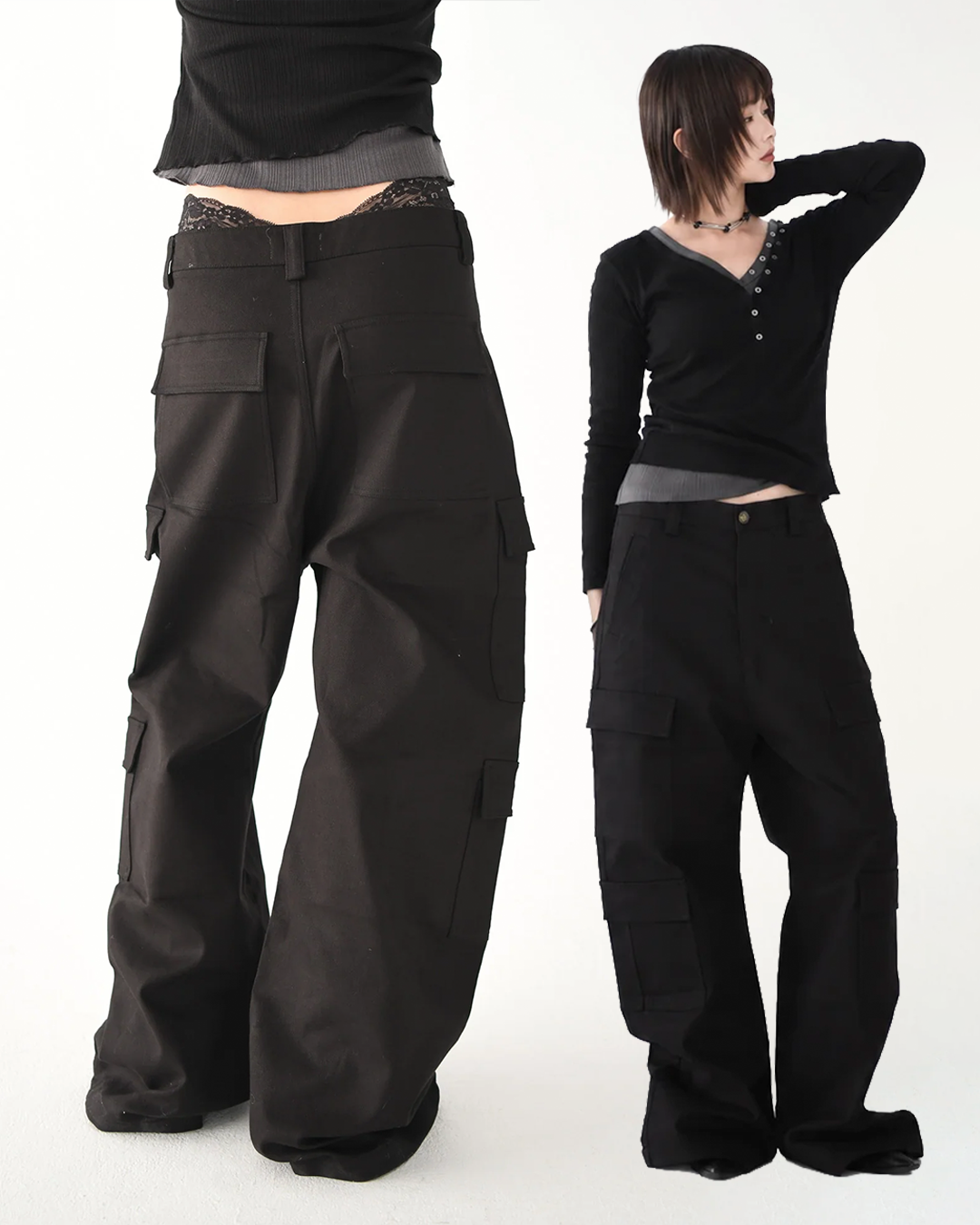 斜紋口袋工裝長褲 P-F232