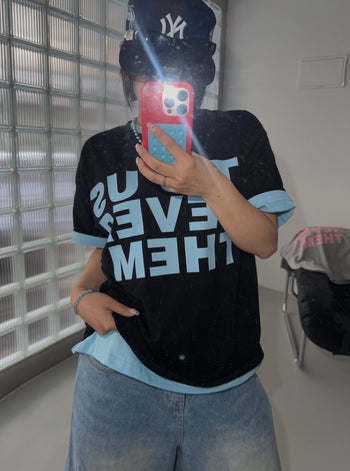 正韓 IT'S US NEVER THEM 寬短T-shir T-K1103