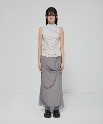 FLARE UP - Draped Sleeveless Top 垂褶無袖上衣 T-F1097 (白色)