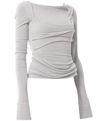FLARE UP - Layered Bustier Long Sleeve 多層胸衣長袖 T-F1099 (白色)