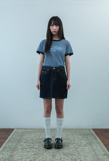 NICEGHOSTCLUB - STRIPE RUSH 3STAR RINGER CROP TEE 條紋短版T恤 [海軍藍] T-N226