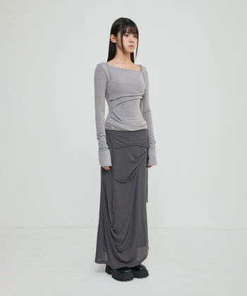 FLARE UP - Layered Bustier Long Sleeve 多層胸衣長袖 T-F1099 (灰色)
