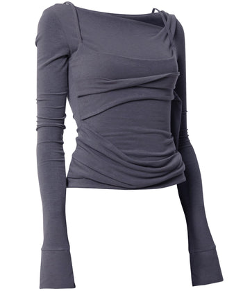 FLARE UP - Layered Bustier Long Sleeve 多層胸衣長袖 T-F1099 (深灰色)