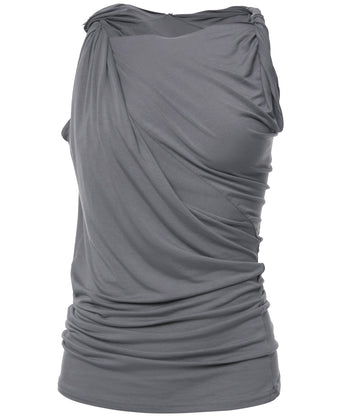 FLARE UP - Braided Asymmetrical Sleeveless 編織不對稱無袖衫 T-F1089 (灰色)