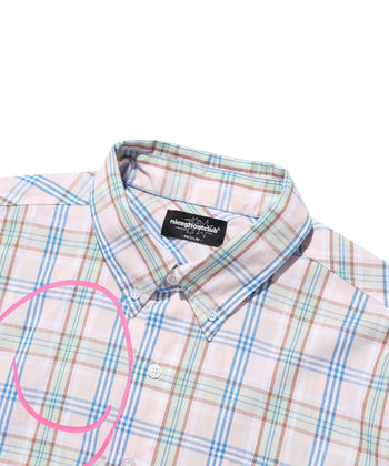 NICEGHOSTCLUB angel check big big half shirt 天使格紋大半身襯衫(粉色) T-N214