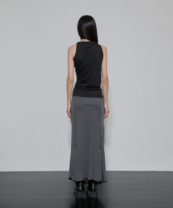 FLARE UP - Braided Asymmetrical Sleeveless 編織不對稱無袖衫 T-F1089 (黑色)