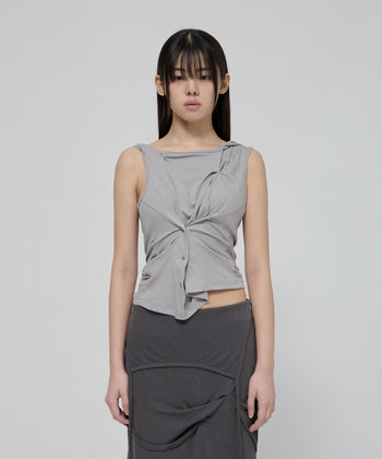 FLARE UP - Asymmetric Snap Hoodie 不對稱按扣連帽衫 T-F1096 (灰色)