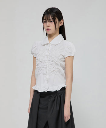 FLARE UP -  Cloud Puff Blouse 雲朵泡泡袖襯衫 T-F1094 (白色)