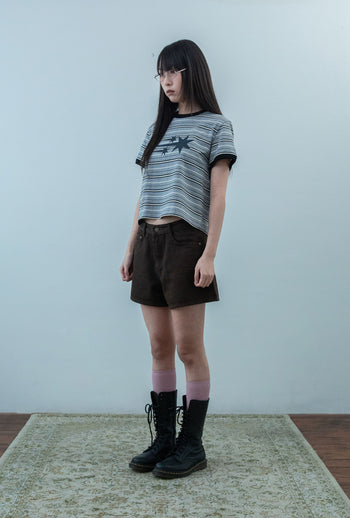 NICEGHOSTCLUB - STRIPE 3STAR BASIC RINGER TEE 條紋滾邊T恤 [灰色] T-N224
