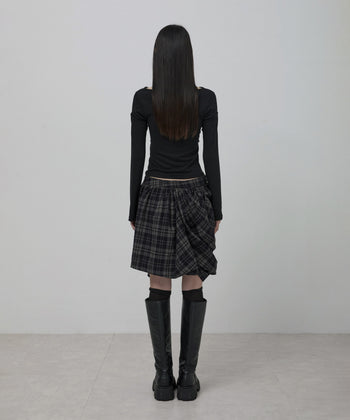 FLARE UP - Asymmetrical Draped Layered Skirt 不對稱垂褶層疊半身裙 P-F213