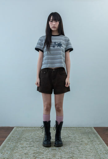 NICEGHOSTCLUB - STRIPE 3STAR BASIC RINGER TEE 條紋滾邊T恤 [灰色] T-N224