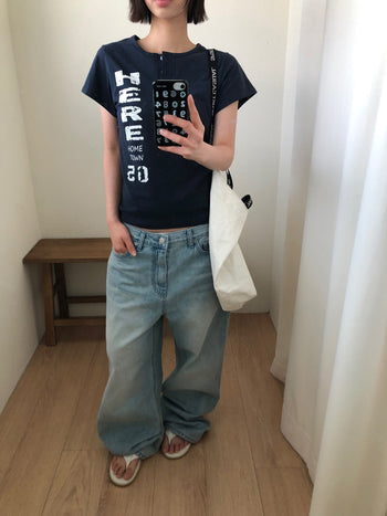 正韓亨利領修身短T-Shirt T-K1102