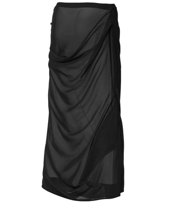 FLARE UP - Draped Mesh Layered Long Skirt 垂褶網紗層疊長裙 P-F210 (黑色)