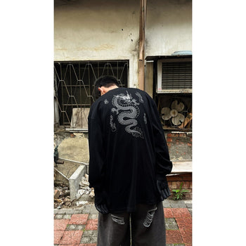 “ 𝗚𝘂𝗯𝗮𝗻 MADE " 龍年限定 龍騰印花 插畫 火焰 寬鬆 重磅 圓領 長袖