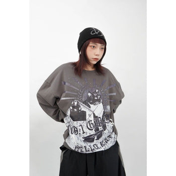 “MADE 𝗚𝘂𝗯𝗮𝗻 " 針織 韓國  膠片 迷因 復古 貓咪 90's 大學T