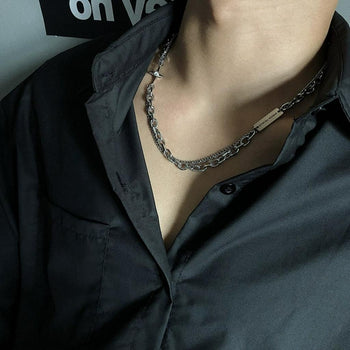 十字架拼接設計項鍊｜項鍊｜鈦鋼｜百搭｜嘻哈｜不掉色｜男女配飾