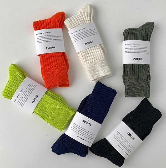 百搭螢光素色半筒襪