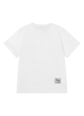 MUCENT X COIRIS MARINAE SIDE LEATHER PATCH HALF T (白色）T-C1041